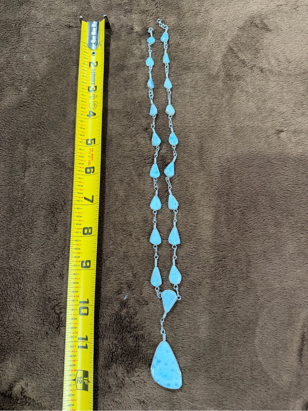 Turquoise Teardrop Linked Pendant Necklace - Women Jewelry